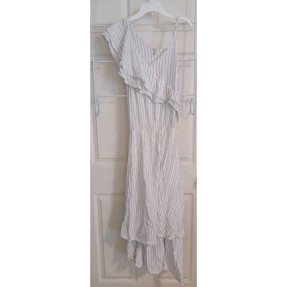 Taylor Swift Inspired Engagement  Dress Womens Small Blue Striped Tiered Boho